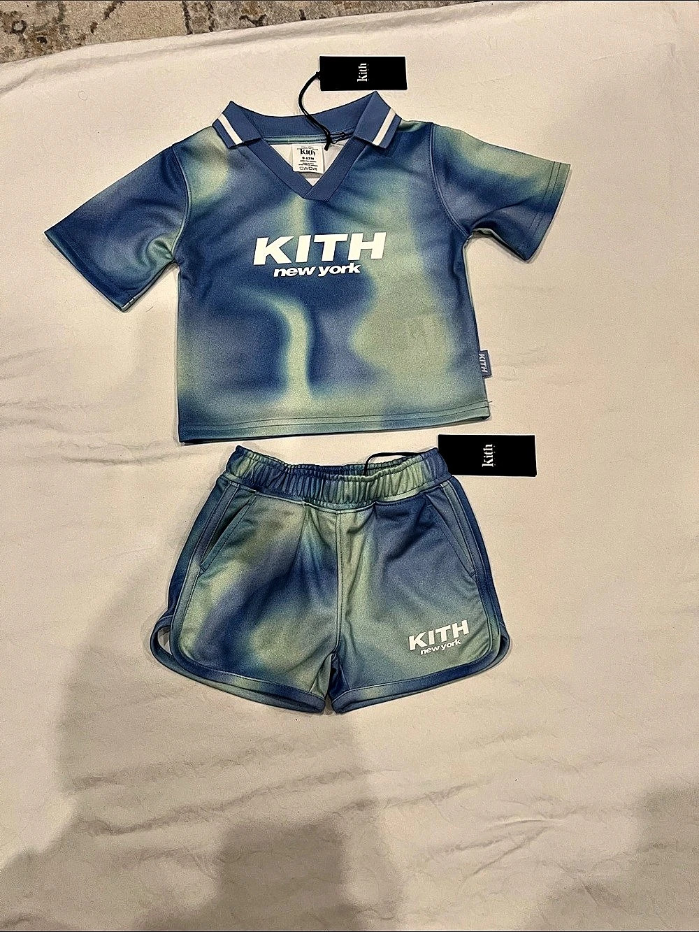 Kith Kids Blue & Green Abstract Matching Set NWT
